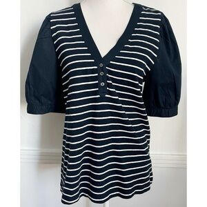 Loft • NWT Navy White Striped V Neck Sweater